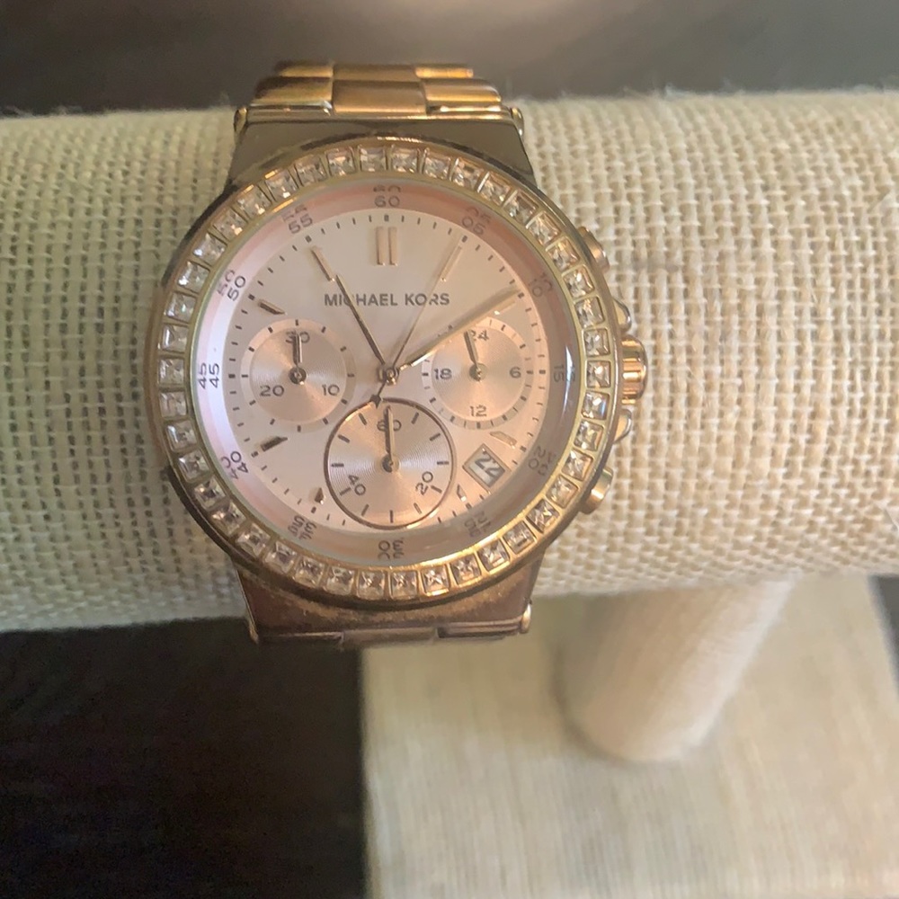 Michael Kors Rose Gold Watch with rhinestones